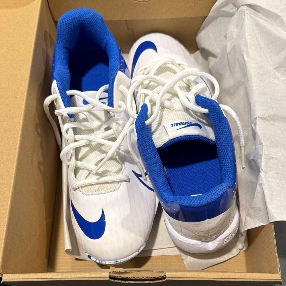 Nike Kids White and Royal Blue Sneakers